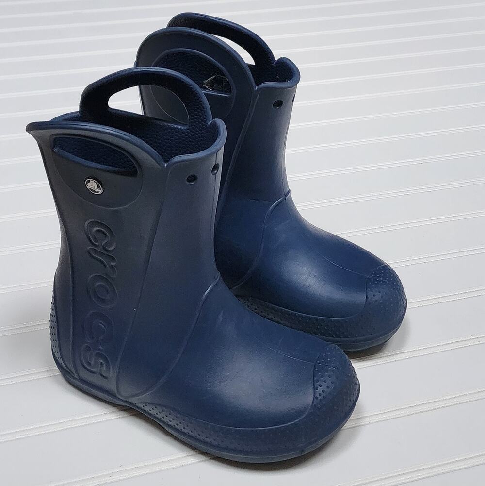 Crocs Kids Handle It Navy Rain Boots Size 3 Big Kids